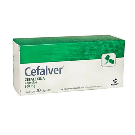 Cefalver (Cefalexina) 500 mg Caja con 12 Cápsulas