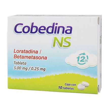 Cobedina NS (Loratadina / Betametasona) 5 mg / 0.25 mg caja con 10 tabletas