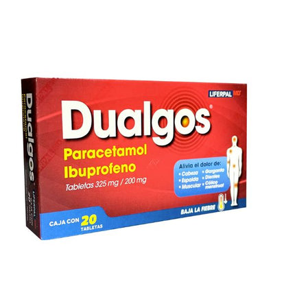Dualgos (Paracetamol/Ibuprofeno) Caja con 20 Tabletas