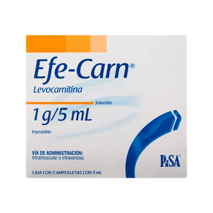 Efe-Carn (Levocarnitina) 1g/5ml Solución Inyectable 5 Ampolletas PiSA