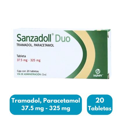 Sanzadoll Duo (Tramadol, Paracetamol) 37.5mg-325mg 20 Tabletas Maver
