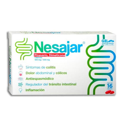 Nesajar (Pinaverio/Dimeticona)100 mg/300 mg Caja con 16 Tabletas