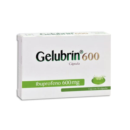 Gelubrin (Ibuprofeno) 600 mg Caja con 10 Cápsulas de Gel