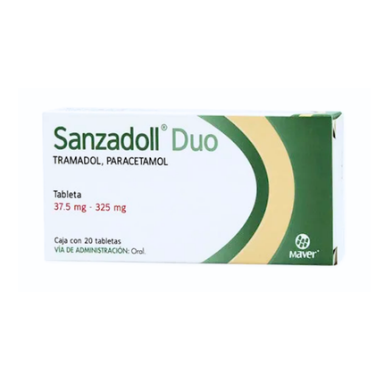 Sanzadoll Duo (Tramadol, Paracetamol) 37.5mg-325mg 20 Tabletas Maver
