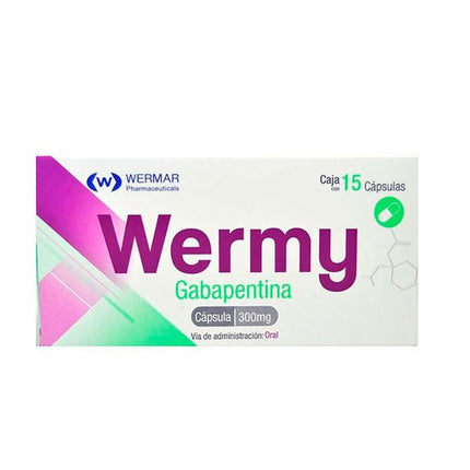 Wermy (Gabapentina) 300 mg caja con 15 cápsulas