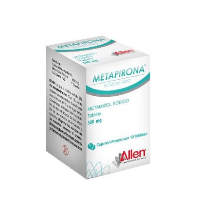 Metapirona (Metamizol Sódico) 500 mg Frasco con 10 Tabletas