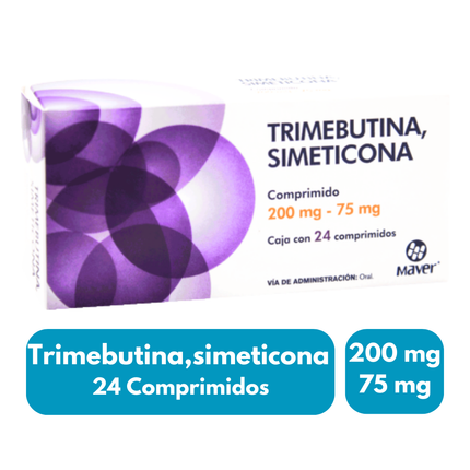 Trimebutina/Simeticona 200 mg /75 mg Caja con 24 Comprimidos