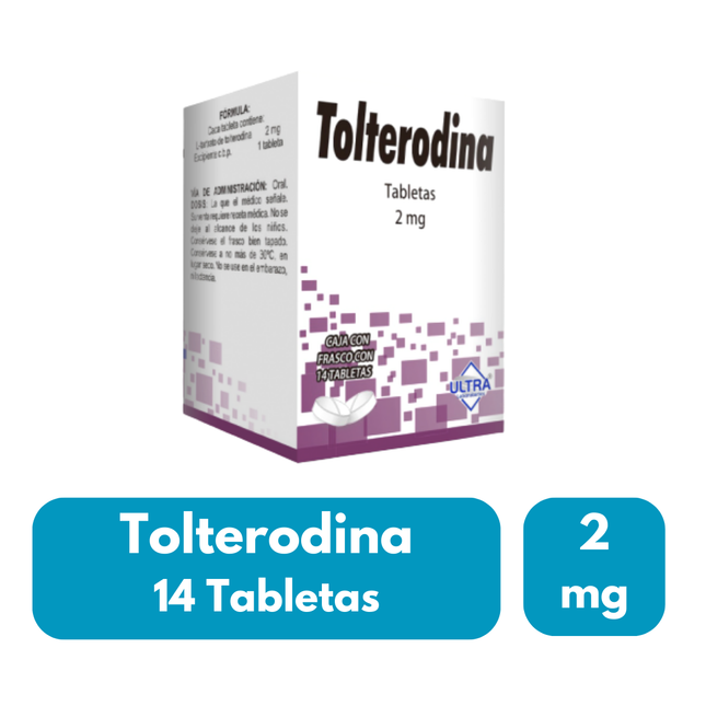 Tolterodina 2 mg Caja con 14 Tabletas