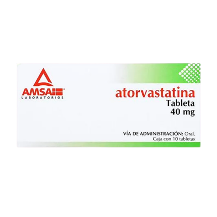 Atorvastatina 40mg Caja con 10 Tabletas Amsa