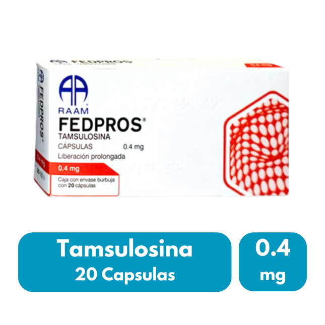 Fedpros (Tamsulosina) 0.4 mg Caja con 20 Cápsulas
