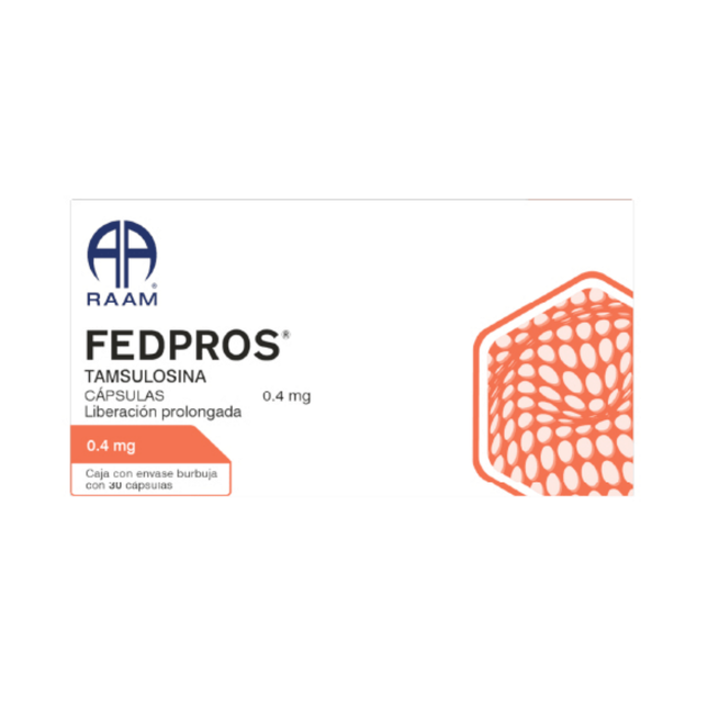 Fedpros (Tamsulosina) 0.4 mg Caja con 30 Cápsulas