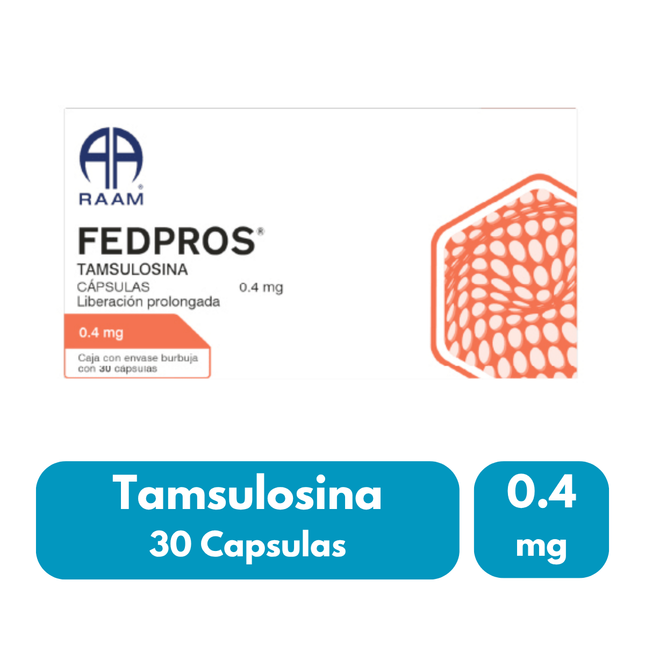 Fedpros (Tamsulosina) 0.4 mg Caja con 30 Cápsulas