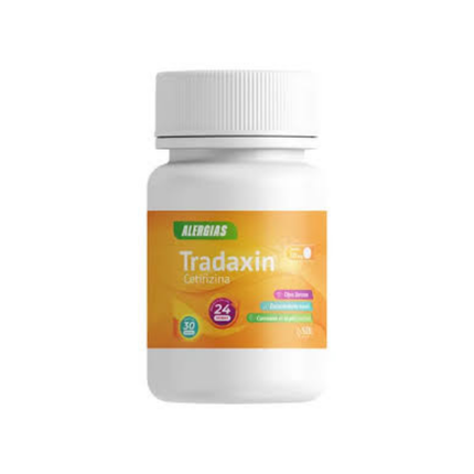 Tradaxin (Cetirizina) 10 mg Frasco con 30 Tabletas