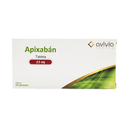 Apixabán 2.5 mg Caja con 20 Tabletas