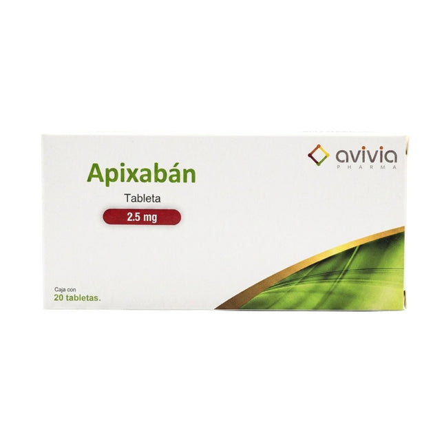 Apixabán 2.5 mg Caja con 20 Tabletas