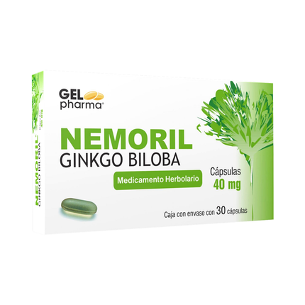 Nemoril (Ginkgo Biloba) 40mg  Caja con 30 Cápsulas Gel Pharma