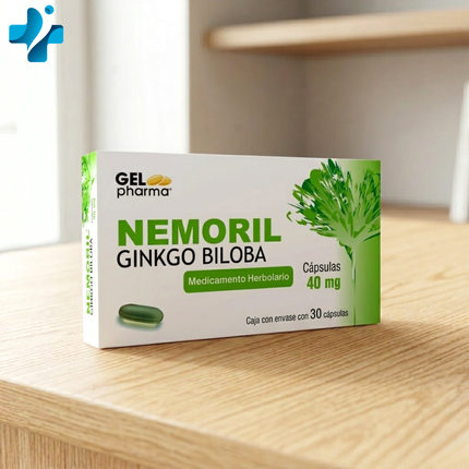 Nemoril (Ginkgo Biloba) 40mg  Caja con 30 Cápsulas Gel Pharma