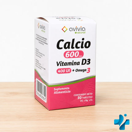 Calcio 600 con Vitamina D3 400 UI + Omega 3 Frasco con 30 Tabletas