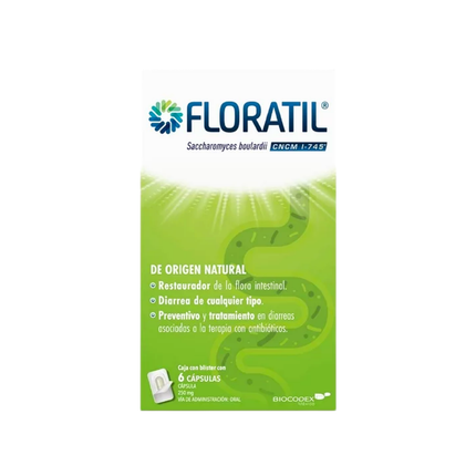 Floratil (Saccharomyces Boulardii) 250 mg Caja con 6 Cápsulas
