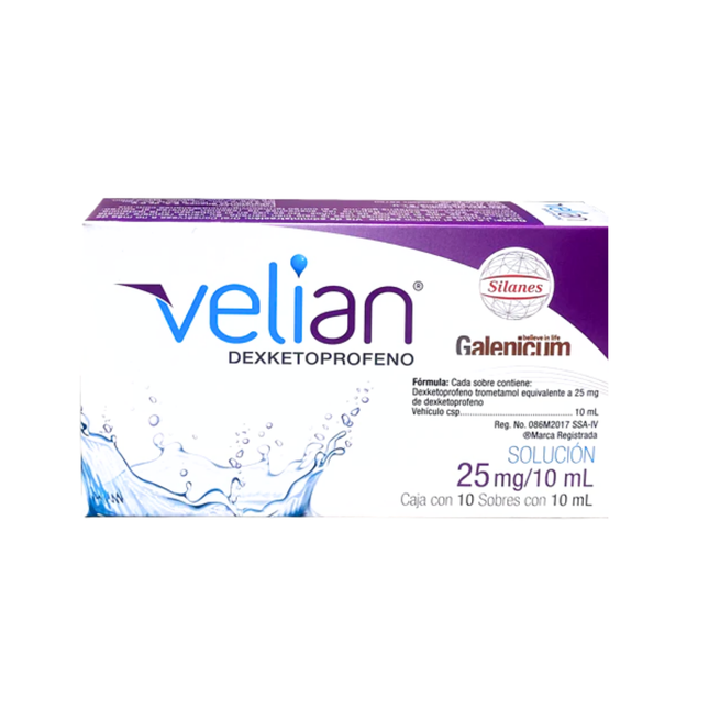 Velian (Dexketoprofeno) 25mg/10ml Solución Caja con 10 Sobres