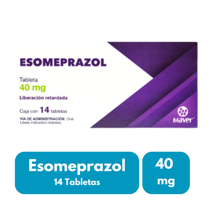 Esomeprazol 40 mg Liberación Retardada Caja con 14 Tabletas