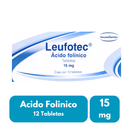 Leufotec (Ácido Folínico) 15mg Caja con 12 Tabletas