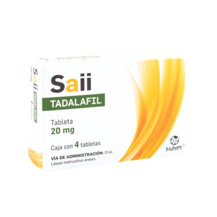 Saii (Tadalafil) 20mg Caja con 4 Tabletas