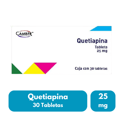 Quetiapina 25 mg Caja c/30 Tabletas Laboratorios Camber Pharma
