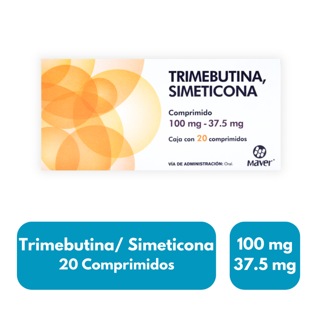 Trimebutina/Simeticona 100mg/37.5mg Caja con 20 Comprimidos