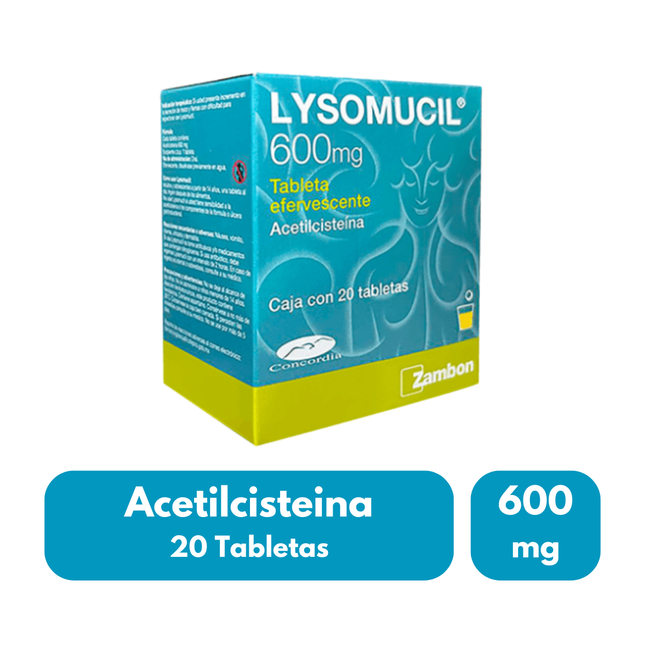 Acetilcisteína 600mg Lysomucil Caja C/20 Tabletas Efervescentes
