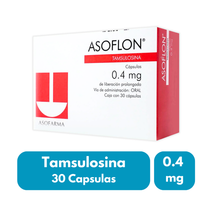 Asoflon (Tamsulosina) 0.4mg Liberación Prolongada Caja 30 Cápsulas