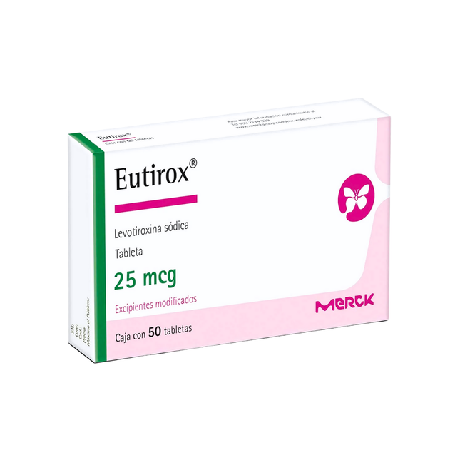 Eutirox (Levotiroxina Sódica) 25mcg Caja con 50 Tabletas