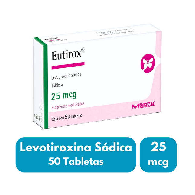 Eutirox (Levotiroxina Sódica) 25mcg Caja con 50 Tabletas