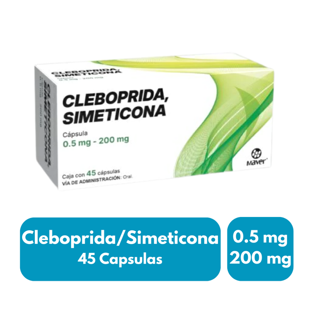 Cleboprida / Simeticona 0.5 mg / 200 mg Caja con 45 Capsulas
