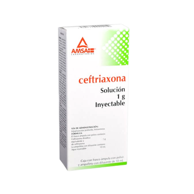 Ceftriaxona Solución 1g inyectable Laboratorios Amsa