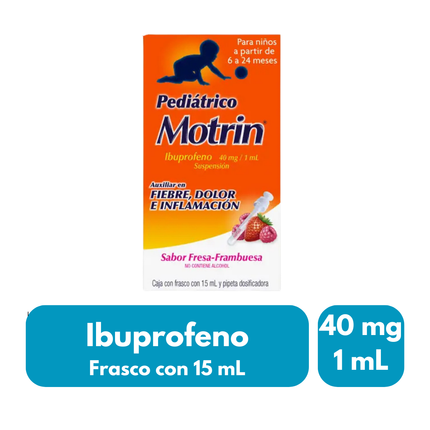 Motrin Pediátrico (Ibuprofeno) 40 mg / 1 mL Caja con Frasco con 15 mL