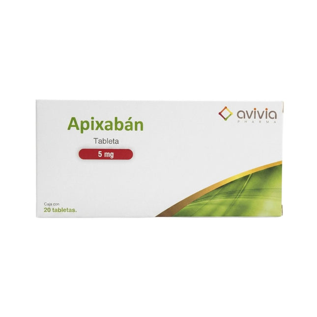 Apixabán 5 mg Caja con 20 Tabletas
