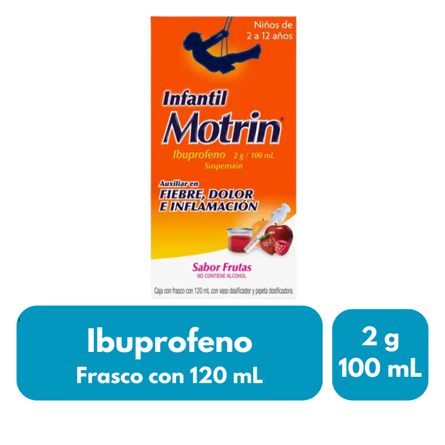 Motrin Infantil (Ibuprofeno) 2 g / 100 mL Caja con Frasco  con 120 mL