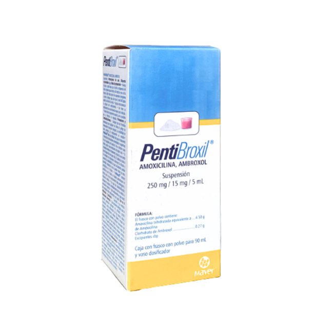 Pentibroxil Ambroxol 15mg/Amoxicilina 250 mg Suspension de 90mL Maver