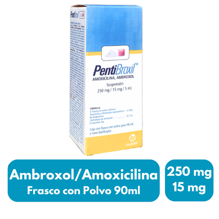 Pentibroxil Ambroxol 15mg/Amoxicilina 250 mg Suspension de 90mL Maver