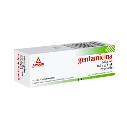 Gentamicina 160 mg Caja con 1 Ampolleta Inyectable Amsa Laboratorios