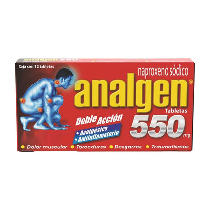 Analgen (Naproxeno Sódico) 550mg Caja con 12 Tabletas Liomont