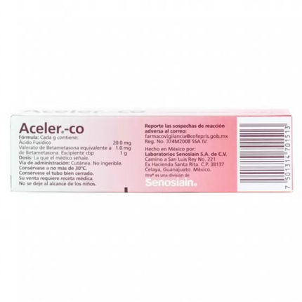 Aceler-Co Ácido Fusídico Betametasona Crema Cutánea Tubo con 15 G