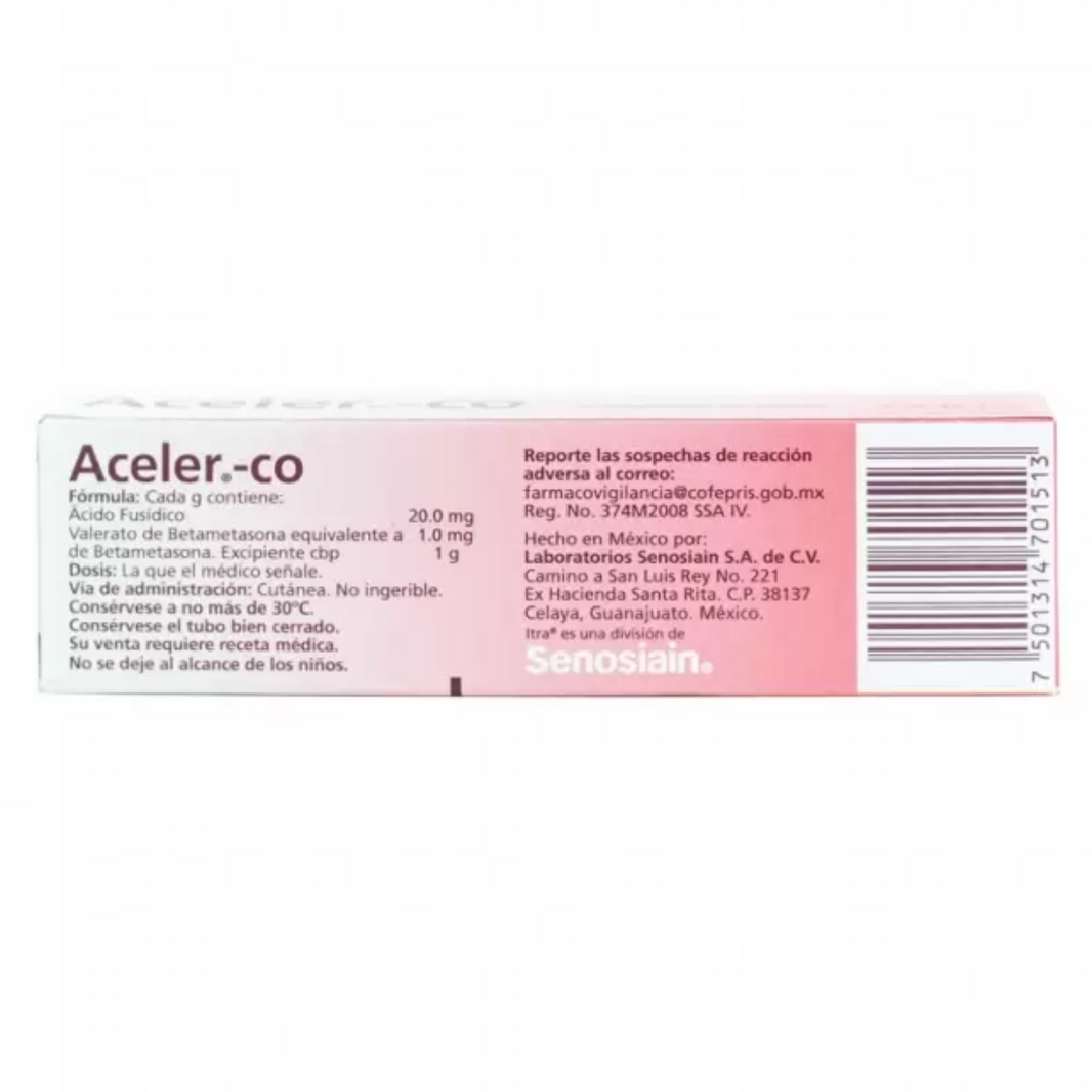 Aceler-Co (Ácido Fusídico Betametasona) Crema Tubo con 15 G – Farmacia ...