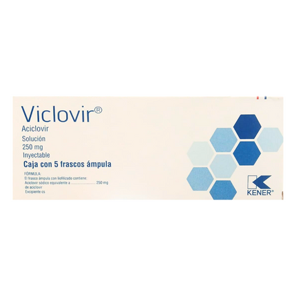 Viclovir (Aciclovir) 250 mg Solución Caja con 5 Frascos Ámpula Inyectables