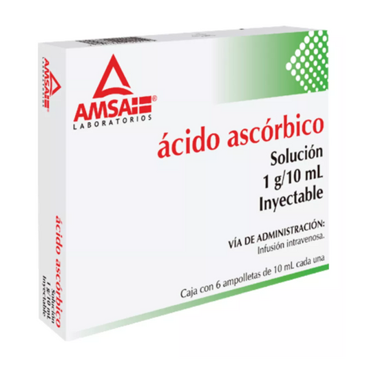 Ácido Ascórbico 1 g Caja con 6 Ampolletas Inyectables