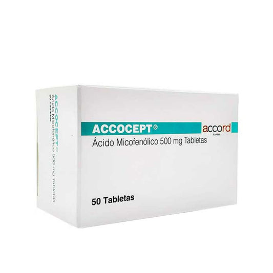 Accocept (Ácido Micofenólico) 500 mg Caja con 50 Tabletas