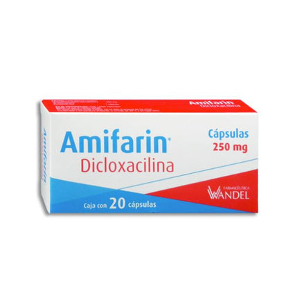 Amifarin (Dicloxacilina) 250 mg Caja con 20 Cápsulas