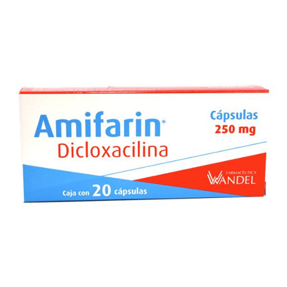 Amifarin (Dicloxacilina) 250 mg Caja con 20 Cápsulas