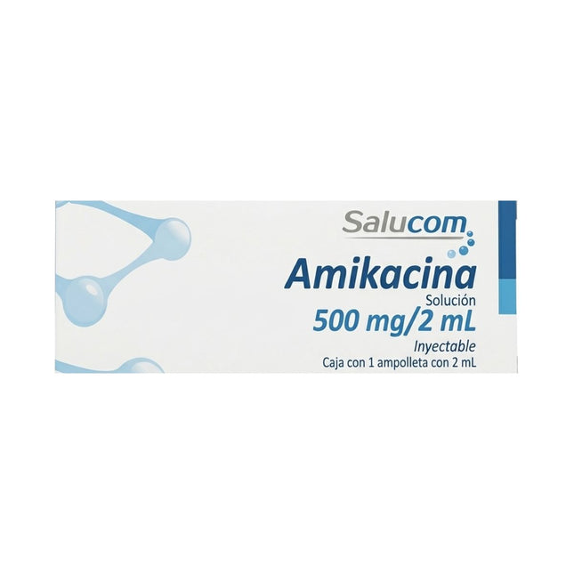 Amikacina 500mg/2mL Inyectable Caja con 1 Ampolleta
